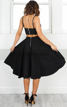 Simple Two Pieces Black Short Homecoming Dresses 2018, TYP0805