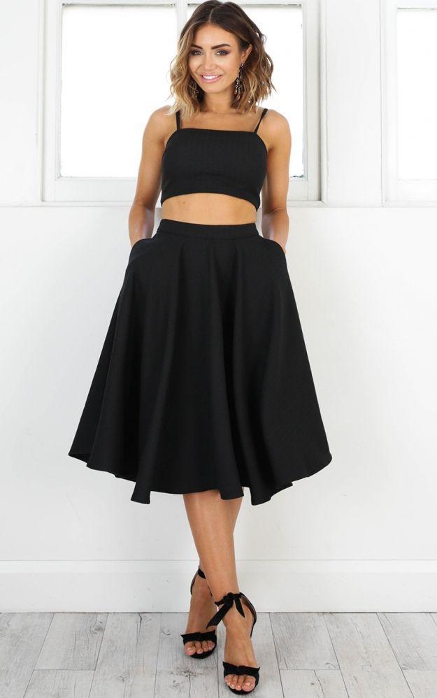 Simple Two Pieces Black Short Homecoming Dresses, CM505