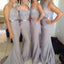 Popular Four Differnt Styles Mismatched Lace Grey Sexy Mermaid Long Bridesmaid Dresses, TYP0167