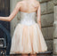 Tight Halter Sleeveless Short Cheap Beaded Tulle Homecoming Dresses Online, TYP1148