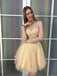 Two Piece Scoop Short Cheap Tulle Beaded Homecoming Dresses Online, TYP1147