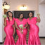 Pink V-Neck Cap Sleeves Floor Length Mermaid Bridesmaid Dresses, BDS0185