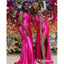 Sexy Soft Satin Spaghetti Straps Side Slit Mermaid Floor Length Bridesmaid Dressses, BDS0216