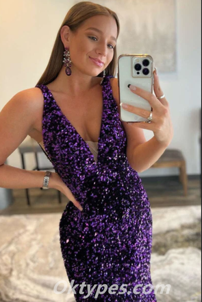 Shiny Sequin V-Neck Mermaid Long Prom Dresses/Graduation Evening Dresses,PDS0399