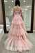 Elegant Tulle And Lace Off Shoulder sleeveless A-Line Long Prom Dresses, PDS0926