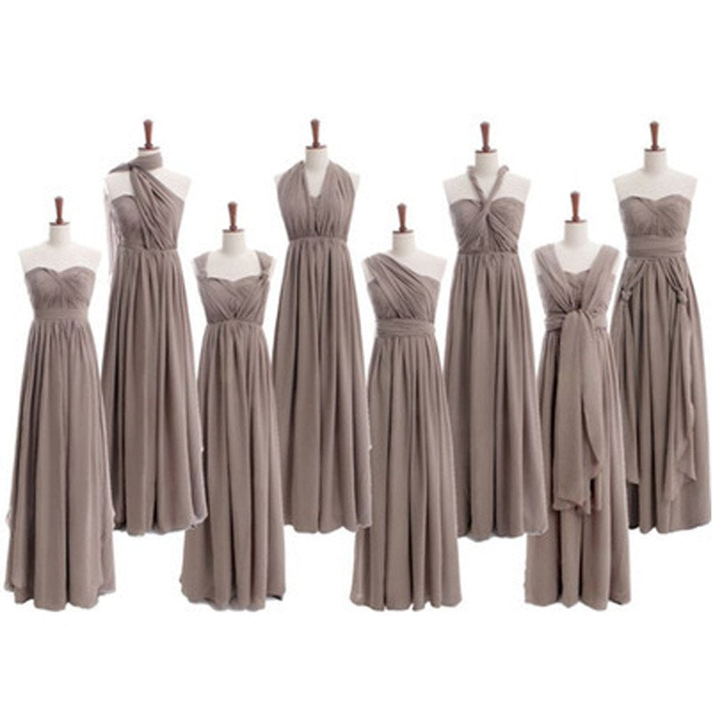 Most Popular Convertible Chiffon Gray Formal Online Cheap Long Bridesmaid Dresses for Wedding Party, TYP0114