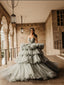 Tulle Ball Gown Sweetheart Spaghetti Strap Lace Up Wedding Dresses , WDS0115