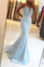 Sexy Sequin Top Satin Bottom Sweetheart V-Neck Sleeveless Mermaid Long Prom Dresses,PDS0519