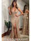 Sexy Sequin Spaghetti Straps V-Neck Split Mermaid Long Floor Length Prom Dresses ,PDS0365