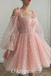 Lovely Pink Tulle Spaghetti Straps Long Sleeve A-Line Prom Dresses/Homecoming Dresses,PDS0492