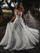 Spaghetti Straps A-line Tulle Long Simple Wedding Dresses, WDS0105