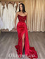 Sexy Red Sequin Top Satin Bottom Sweetheart Sleeveless Side Slit Mermaid Long Prom Dresses/Evening Dresses,PDS0481