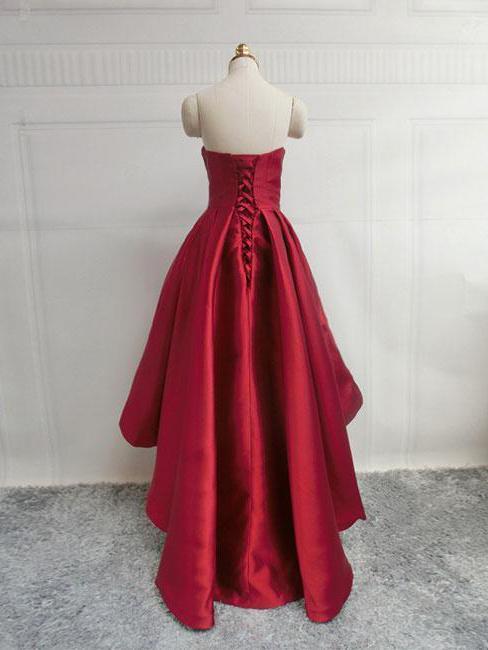 Simple Cute Dark Red High low Cheap Homecoing Dresses 2018, CM425