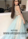Newest Two Piece Top Beading Tulle Prom Dresses, High Low Prom Dresses, TYP0374