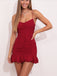 Red Chiffon Sweetheart Spaghetti Straps A Line Short Mini Homecoming Dresses, HDS0101