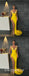 Sexy Shiny Yellow Sequin Satin Spaghetti Straps V-Neck Sleeveless Side Slit Mermaid Long Prom Dresses,PDS0503