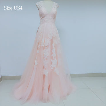 Light Pink Lace Tulle Prom Dresses_US4, SO006
