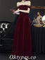 Elegant Velvet Off Shoulder Sleeveless Lace Up Back A-Line Long Prom Dresses ,PDS0693