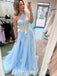 Elegant Tulle One Shoulder Sleeveless A-Line Long Prom Dresses With Applique,PDS0710