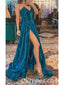 Sexy Special Fabric Sweetheart V-Neck Sleeveless Side Slit A-Line Long Prom Dresses,PDS0416