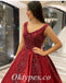 Elegant Satin And Lace Spaghetti Straps V-Neck Sleeveless Lace Up A-Line Long Prom Dresses, PDS0843