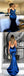 Sexy Dark Blue Satin Spaghetti Straps V-Neck Open Back Mermaid Prom Dress, PDS0301