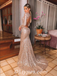 Elegant Sequin Long sleeve Deep V-Neck Open Back Mermaid Long Prom Dresses,PDS0395