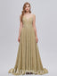 Elegant Special Fabric Spaghetti Straps V-Neck A-Line Long Prom Dresses,PDS0469