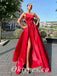 Sexy Satin Sweetheart Sleeveless Side Slit A-Line Long Prom Dresses With Belt, PDS0906