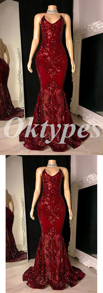 Sexy Shiny Sequin And Tulle Spaghetti Straps Sleeveless Criss Cross Mermaid Long prom Dresses, PDS0834