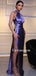 Sexy Mermaid Side Slit Soft Satin Sleeveless Long Prom Dresses, PDS0264