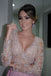 Sparkly V-neck A-line Long Sleeve Beads Prom Dresses, PDS0286