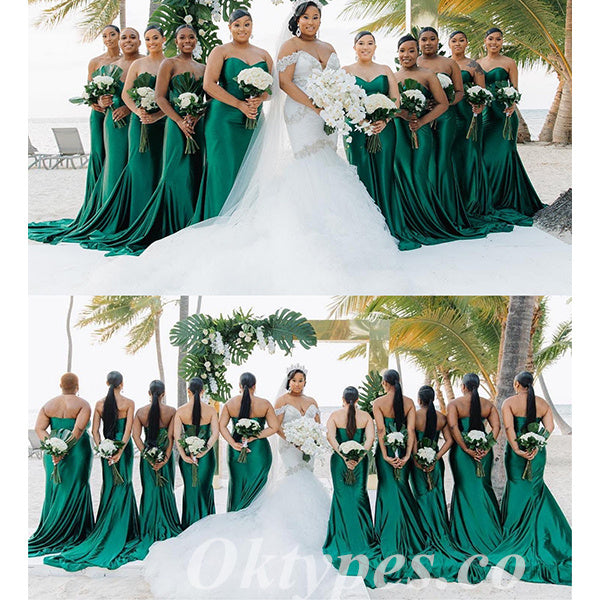 Sexy Soft Satin Sweetheart Mermaid Trailing Floor Length Bridesmaid Dressses, BDS0228
