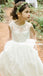 A-Line Jewel Backless Tea-Length White Lace Flower Girl Dresses, TYP0867