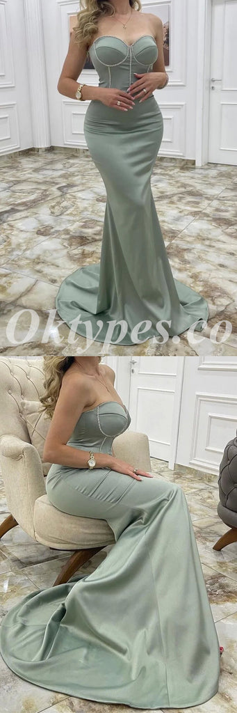 Simple Sexy Satin Sweetheart Mermaid Long Prom Dresses,PDS0735