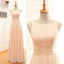 Modest Lace Top Bateau Off Shoulder Sleeveless Blush Pink Zipper Back Maxi Bridesmaid Dresses, TYP0111