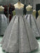 Chic Silver Sequin Ball Gown Long Prom Evening Dresses, TYP1469