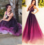 Elegant Deep V-neck Unique Colors Long Cheap Chiffon Prom Dresses, TYP1465
