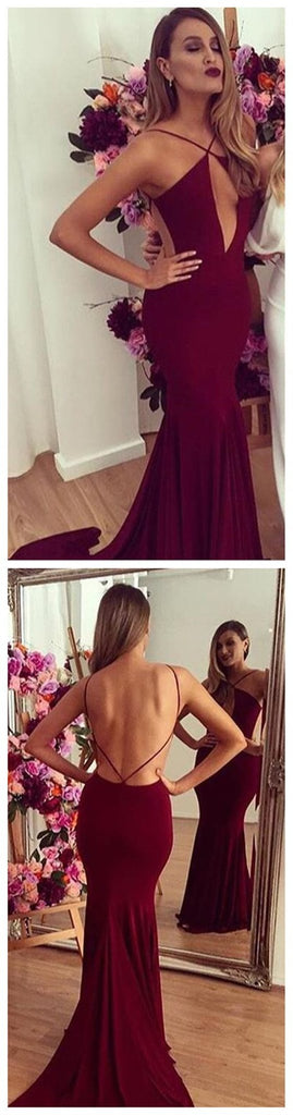 Sexy Backless Mermaid Red Jersey Prom Dresses, Popular Cheap Prom Dresses, TYP0041