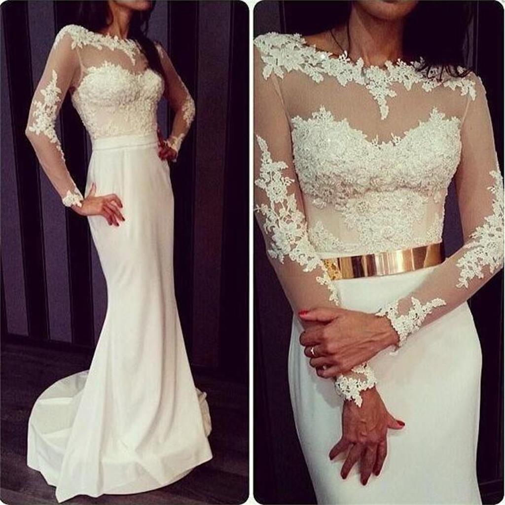 Newest White Prom Dresses, Long Sleeves Prom Dresses, Formal Prom Dresses, Sexy Prom Dresses, Charming Prom Dresses, Open Back Prom Dresses, Prom Dresses Online, TYP0015