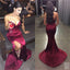 Sexy Burgundy Sweetheart Mermaid Side Slit Prom Dresses, Cheap Popular Satin Prom Dress, TYP0047