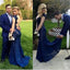 Sexy Backless Mermaid Royal Blue Lace Formal Prom Dresses, Popular Formal Prom Dress, TYP0042