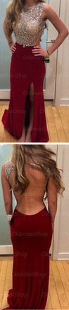 Red Prom Dresses, Long Prom Dresses, Backless Prom Dresses, Side Slit Prom Dresses, Dresses for Prom, TYP0032