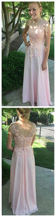 Pretty Pink Scoop Party Prom Dress,Cute Formal Long A-line Prom Dress, TYP0027
