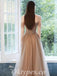 Elegant Tulle Off Shoulder Sleeveless A-Line Long Prom Dresses With Applique And Besding,PDS0710