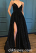 Sexy Sequin Spaghetti Straps V-Neck Side Slit Mermaid Long Prom Dresses ,PDS0367