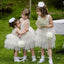Ball Gown Round Neck Grey Tiered Flower Girl Dress with Lace, TYP1153