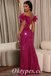 Sexy Sequin Off Shoulder V-Neck Sleeveless Mermaid Long Prom Dresses With Feather,PDS0581