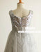 A-Line Jewel Tea-Length Silver Tulle Sequined Flower Girl Dresses, TYP0929