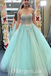 Elegant Tulle Spaghetti Straps V-Neck Sleeveless Lace Up A-Line Long Prom Dresses With Applique And Beading,PDS0662